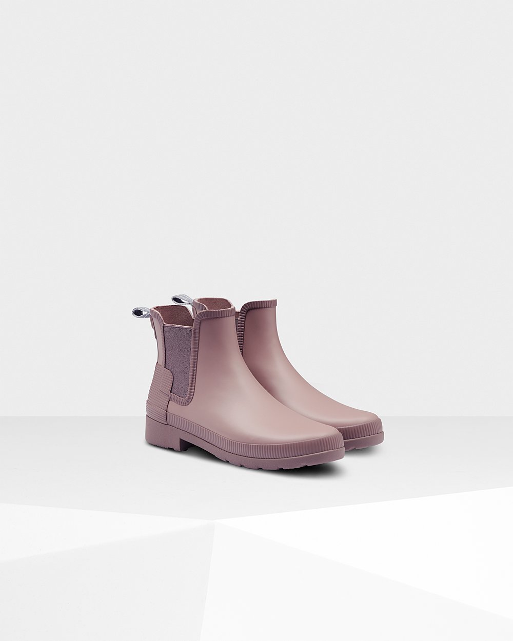 Hunter Refined Texture Block Slim Fit Chelsea Boots - Outlet Store Womens Pink/Purple - RVICKD149